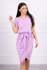 Tied dress with purple clutch bottom