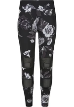 Girls' Tech Mesh AOP Leggings Dark Flowers aop