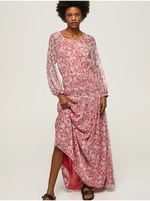 White-red women's patterned maxi dress Pepe Jeans - Women