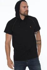 T8570 DEWBERRY HOODED MEN'S T-SHIRT-BLACK