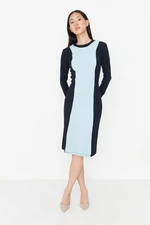 Trendyol Navy Blue Color Block Corduroy Bodycon Knit Dress