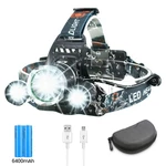 OUTERDO USB Rechargeable Headlamp 6400mAh IP65 Waterproof Outdoor Headlight 4 Light Modes