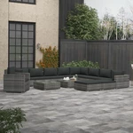 13 Piece Garden Lounge Set with Cushions Poly Rattan Gray