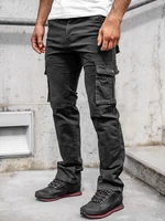 Pantaloni negri cargo cu curea Bolf 8813