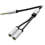 Vivanco 31012 jack audio prepojovací kábel [1x jack zástrčka 3,5 mm - 2x jack zásuvka 3,5 mm] 20.00 cm čierna pozlátené