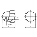 Šestihranné uzavřené matice TOOLCRAFT, DIN 1587, M6, 10 ks