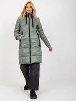 Khaki women's winter jacket with hood SUBLEVEL