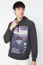 Trendyol Anthracite Men's Oversize/Wide-Cut Hoodie Sweatshirt