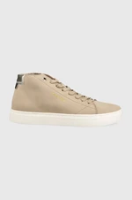 Semišové sneakers boty Calvin Klein Cupsole Unlined High Top béžová barva