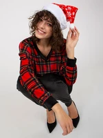 Red velour set with checked blouse from RUE PARIS