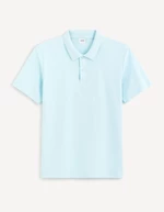 Turquoise men's basic polo shirt Celio Feflame