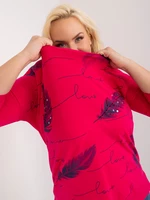 Fuchsia women's blouse plus size with inscriptions