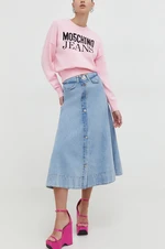 Džínová sukně Moschino Jeans midi, áčková