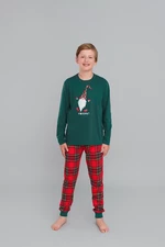 Boys' pyjamas Narwik, long sleeves, long legs - green/print