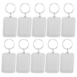 Lot Of 10Pcs Keyring DIY Detachable White Rectangle Photo Frame Keyring 3.3X5cm