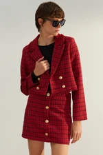 Trendyol Red Premium Regular Woven Plaid Blazer Jacket