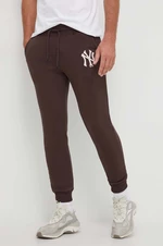Tepláky 47 brand MLB New York Yankees hnedá farba, s potlačou