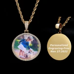 Custom Photo Necklace for Men Personalized Medallion Memory Picture Pendant Solid Back AAAA Zircon Hip Hop Jewelry Free Shipping