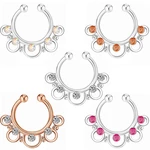 1PC Round Zircon Gem Ring Bendable Seamless Nose Ring Surgical Steel Crystal Ear Trague Cartilage Earring Clip