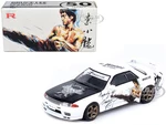 Nissan Skyline GT-R (R32) RHD (Right Hand Drive) White with Black Hood "Bruce Lee Legacy 50 Year Anniversary" 1/64 Diecast Model Car by Inno Models