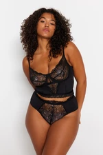 Trendyol Curve Black Lace Detailed Bustier-Panties Underwear Sets