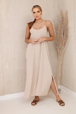 Women's dress with straps - dark beige