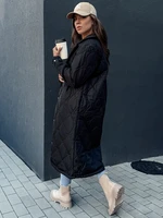 Women's quilted long coat TRENDIFY black Dstreet