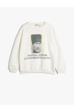 Koton Atatürk Printed Sweatshirt Long Sleeve Crew Neck Ribbed