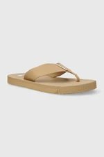 Žabky Tommy Jeans TJM ELEVATED FLIP FLOP pánské, béžová barva, EM0EM01393