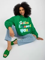 Women's green oversized sweatshirt with print