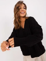 Black women's cardigan with wool