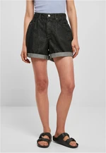 Women's High-Waisted Boyfriend Shorts - Black Washed