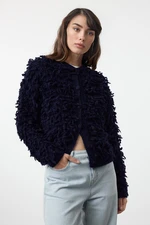 Trendyol Navy Blue Tassel Coat Knitwear Cardigan