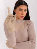 Beige elegant winter gloves