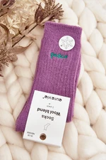 Women's warm socks with purple lettering