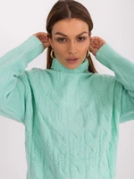 Mint knitted turtleneck sweater