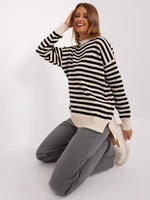 Cream Black Women's Oversize Knitted Sweater