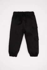 DEFACTO Baby Boy Cargo Pocket Elastic Waist and Leg Black Jogger Gabardine Pants