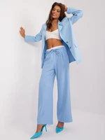 Light blue trousers with a wide double waist