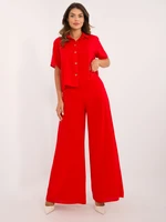 Red women's summer set with short sleeves