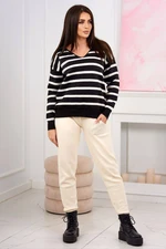 Sweater set Striped sweatshirt + ecru pants