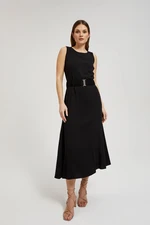 Women's midi dress with belt MOODO - black