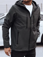 Men's transitional softshell jacket with hood dark gray Dstreet