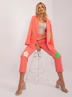 Coral elegant set with jacket