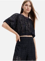 Black Womens Lace Top Desigual Lucca - Women