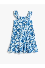 Koton Floral Midi Length Dress with Frills Loose fit, Sleeveless.