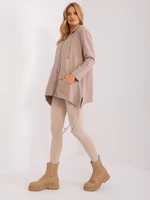 Dark beige zip-up sweatshirt made of cotton