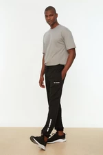 Trendyol Black Regular Cut Elastic Leg Lace Up Text Printed Sweatpants