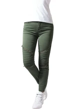 Women's stretch biker trousers - olive