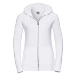 White women's sweatshirt with hood and zipper Authentic Russell